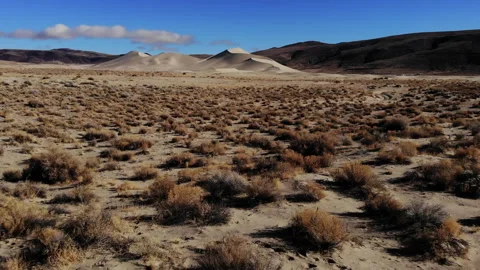 Flying Over Desert at Sand Mountain Dune Near Fallon Nevada - Aerial Drone Stock Footage 144094353