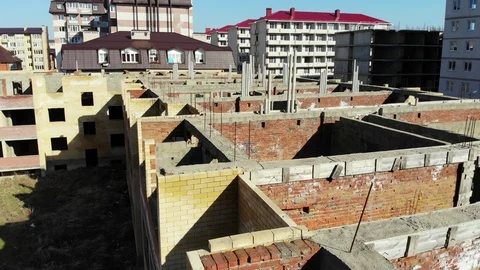 Flying over the destroyed building. Stock Footage 111471247