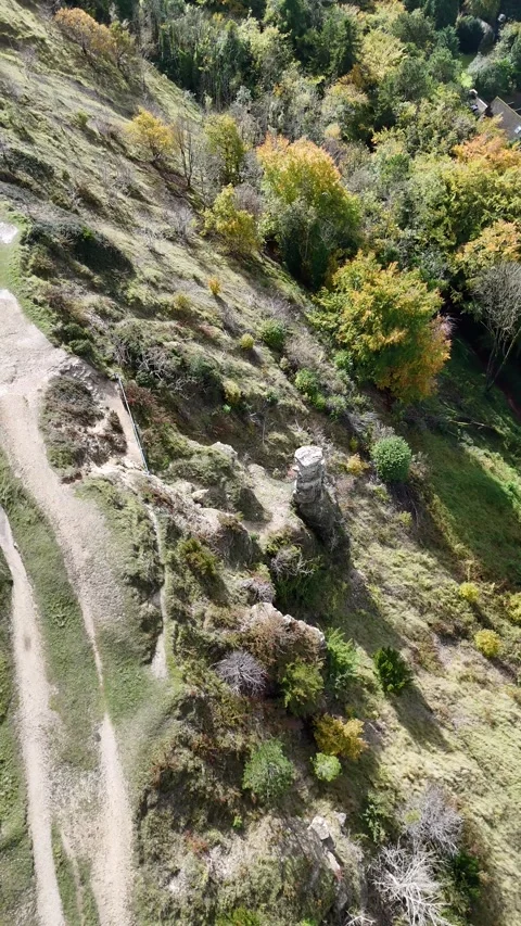 Flying over Devil's Chimney rock monument Stock Footage 288867998