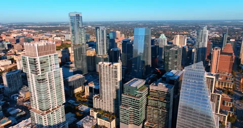 Flying over diverse high-rises of modern Austin, Texas, USA. Stock Footage 323390030