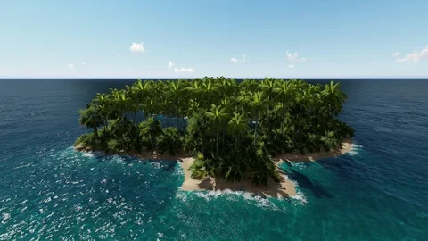 Flying over dollar shaped tropical island Stock Footage 91018545