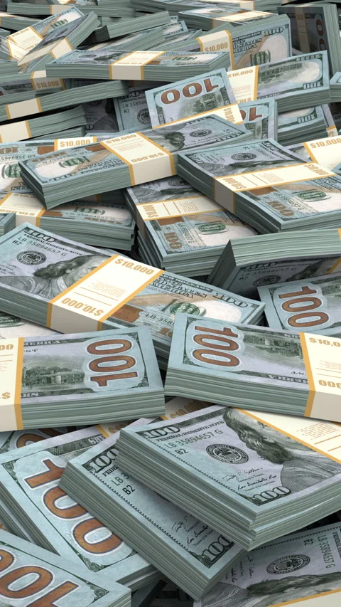 Flying Over The Dollars Field - 3d render looped. Stock Footage 305035062