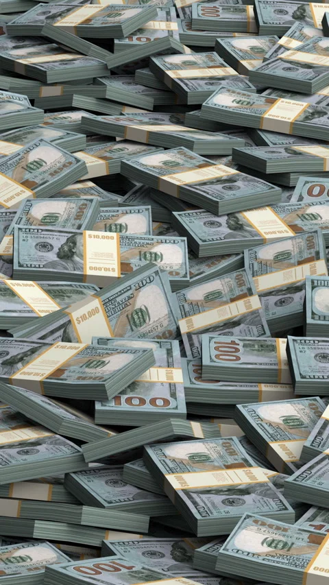 Flying Over The Dollars Field - 3d render looped. Stock Footage 324640613