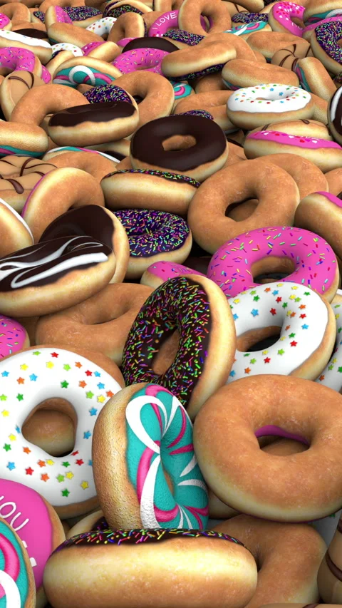 Flying over the donuts pile – 3d render looped. Stock Footage 305260209