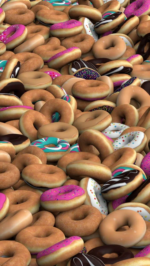 Flying over the donuts pile – 3d render looped. Stock Footage 324851625