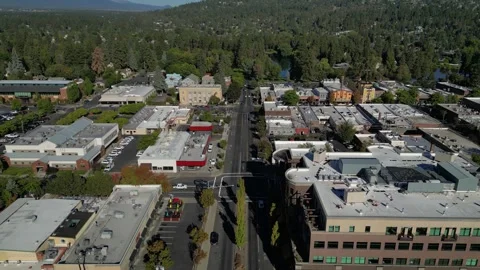 Flying Over Downtown Bend Oregon on a Clear Summer Day Video stock 249754564