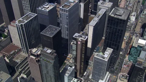 Flying over downtown Lower Manhattan Stock Footage 59536205