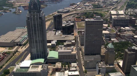 Flying over downtown Mobile, Alabama. Shot in 2007. Stock Footage 59507221