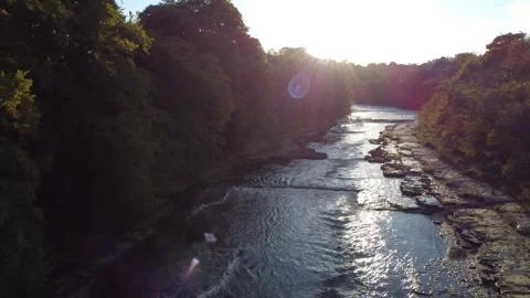 Flying over dramatic waterfalls Stock Footage 292132581