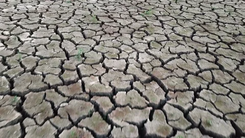 Flying Over Drought Land, 4K Aerial Video Stock Footage