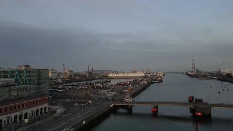 "Flying over Dublin container terminal facilities by drone" Stock Footage 151055240