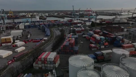 Flying over Dublin port by the drone Stock Footage 151184503
