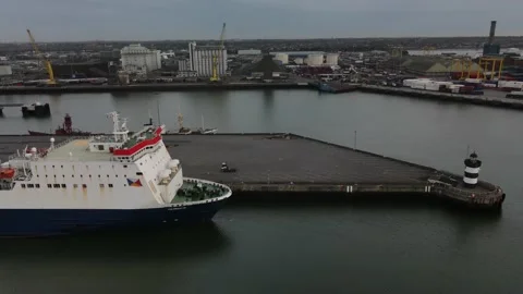 Flying over Dublin port by the drone Stock Footage 151185011