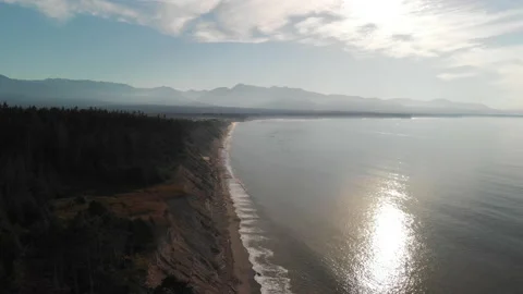 Flying over the Dungeness Spit in Washington Stock Footage 221428090