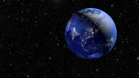 Flying over the earth's surface, 3D rendering Ilustração Stock