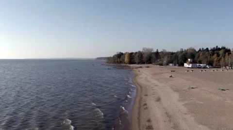 Flying over the empty beach Video stock 56454458