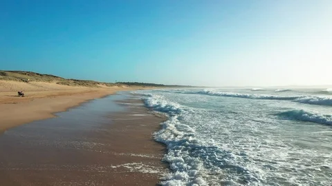 Flying over an empty beach on the northern coast of Sydney Stock Footage 102491357