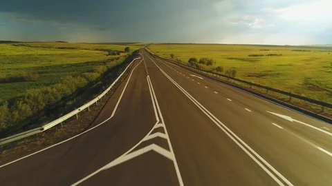 Flying over the empty road. Aerial view 4 k 動画素材 95700990