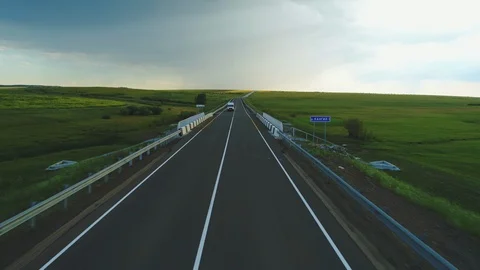 Flying over the empty road. Aerial view 4 k 動画素材 95701562