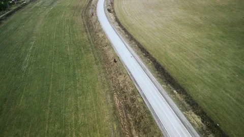 Flying over an empty road in Russia Stock Footage 221358102