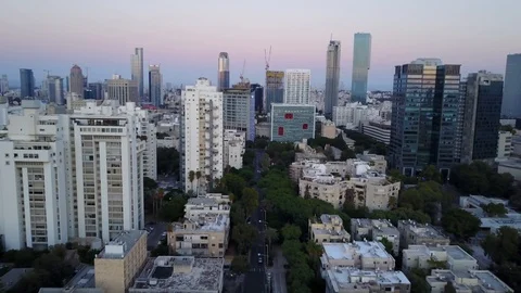 Flying over the empty streets in the center of Tel Aviv. DJI_0033-04 Stock-Footage 104501628