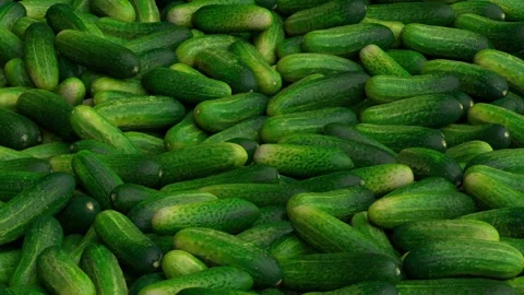 Flying over endless cucumbers pile - 3d render looped. Stock Footage 340863060