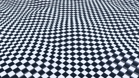 Flying Over Endless Moving 3D Black And White Checkerboard Cube Field Vídeos de archivo 331292884
