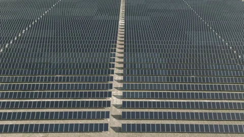 Flying over endless solar array Stock Footage 144962079