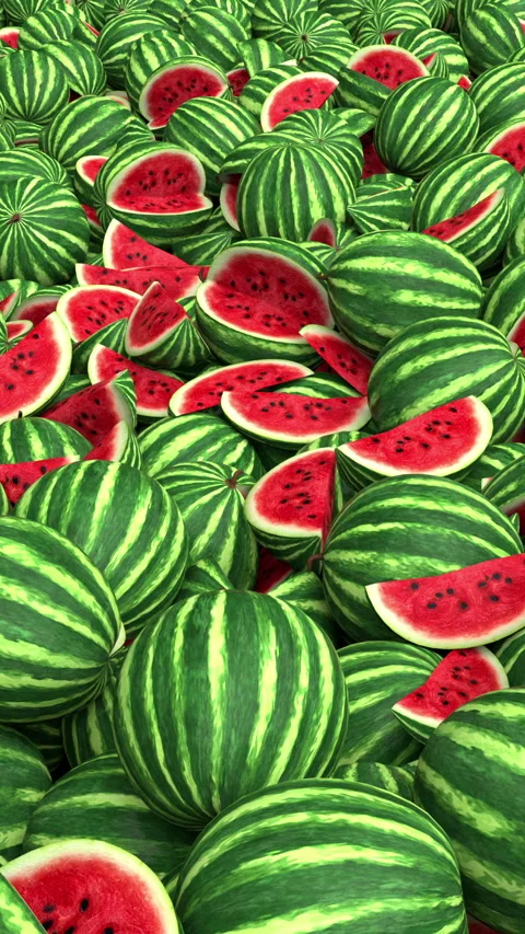 Flying over endless watermelons pile - 3d render looped. Stock Footage 305525486