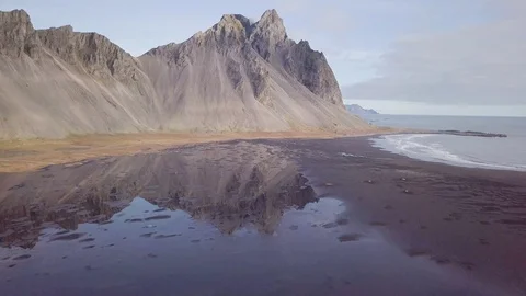 Flying over epic moutain range in iceland Stock Footage 91296257