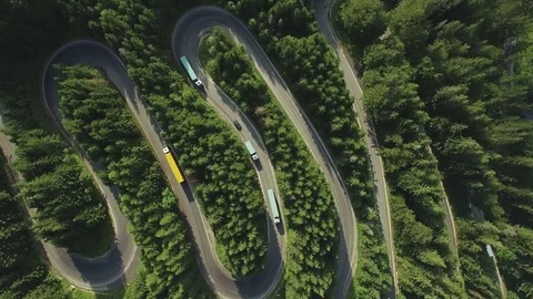 Flying Over Epic Road in the Summer Stock Footage 82334234