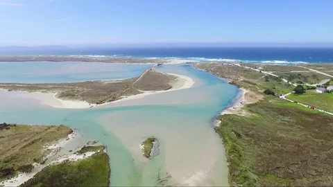 Flying over estuary 스톡 동영상 82337429