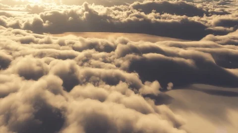 Flying over the evening clouds with the late sun. Seamless with alpha mask. Stock Footage 107053682