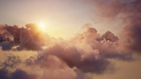 Flying over the evening timelapse clouds with the late sun. Stock Footage 312265089