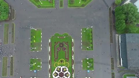 Flying over the exhibition complex VDNH Stock Footage 83400796