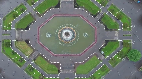 Flying over the exhibition complex VDNH Stock Footage 83401334