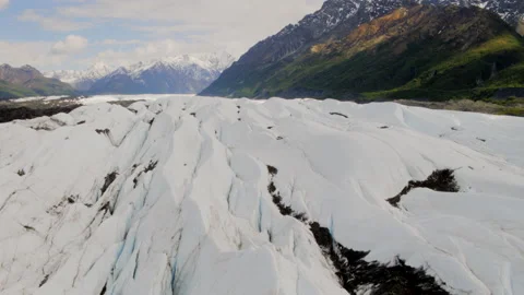 Flying over the face of Matanuska Glacier, Alaska Video stock 230947996