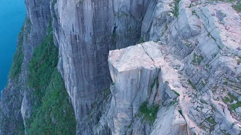 Flying over the famous Preikestollen Pulpit Rock, Norway Stock Footage 111436962