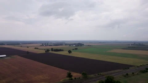 Flying Over Farm Fields Stock Footage 235228094