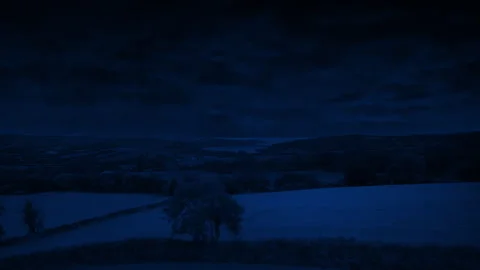 Flying Over Farm Fields At Night Stock Footage 272254217
