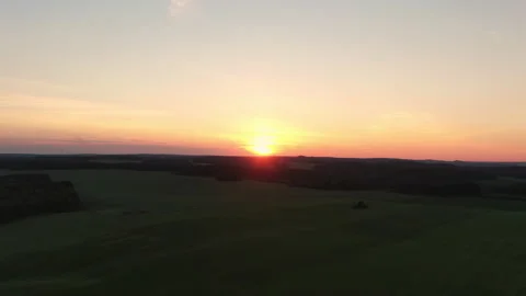  Flying over farm fields. Sunset  Stock Footage 238821941