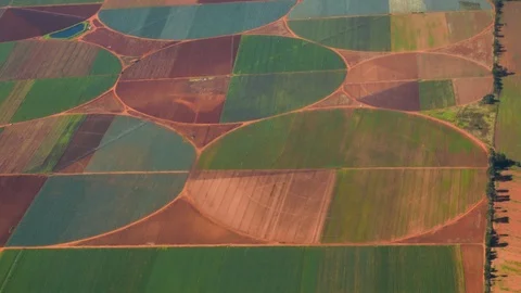 Flying over farmland circular fields Stockbeeldmateriaal 103518920