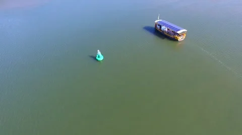 Flying over ferry with solar power Stock Footage 54600758