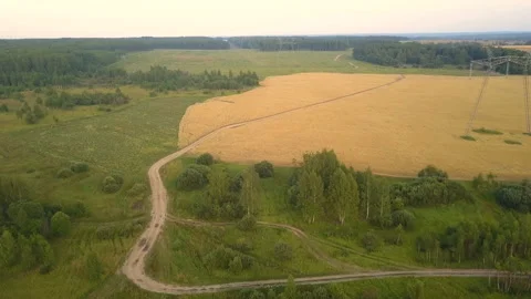 Flying over fields and forests Stock Footage 94185251