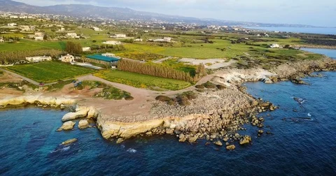 Flying over the fields. the island of Cyprus. Agriculture. Stock Footage 75042874