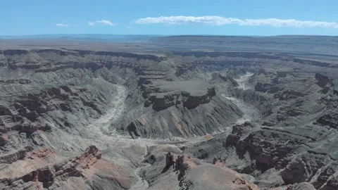 Flying over the Fish River Canyon in Namibia, Africa Stock Footage 155396734