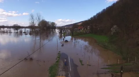 Flying over the flooded area Stock Footage 63662547