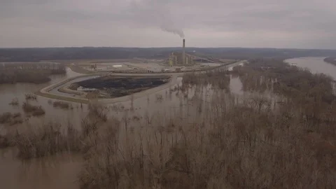 Flying over floodlands Stock Footage 105423168