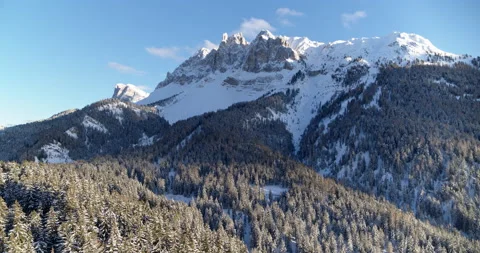 Flying over forest, aerial view of beautiful mountains and wilderness Stock Footage 196261160