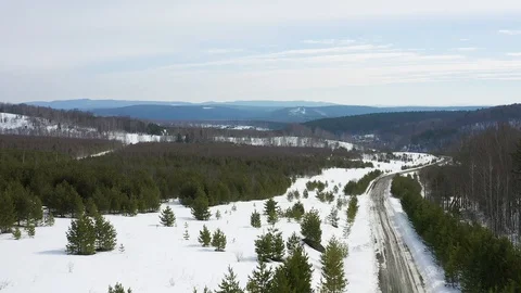 Flying over the forest and mountain. Aerial view. Stock Footage 127635343